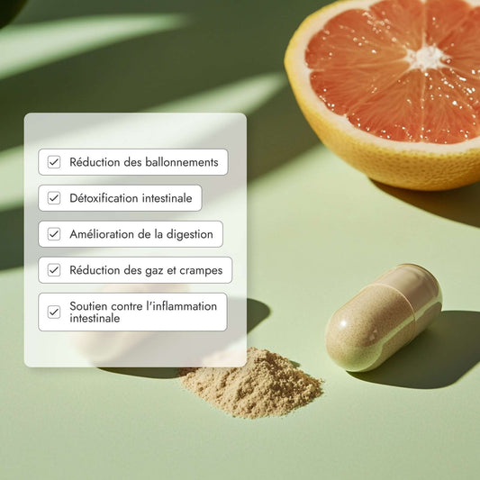 Dites adieu aux ballonnements et à l'inconfort avec notre association "Adieu Ballonnements & Inconfort" ! Composé de Bouquet de Flore et Symbiotic, cette combinaison dynamique s'attaque directement aux troubles digestifs. Conçu pour les femmes ménopausées luttant contre le stress digestif, Cette formule aide à détoxifier votre intestin, à soulager l'indigestion et à équilibrer votre flore intestinale.
