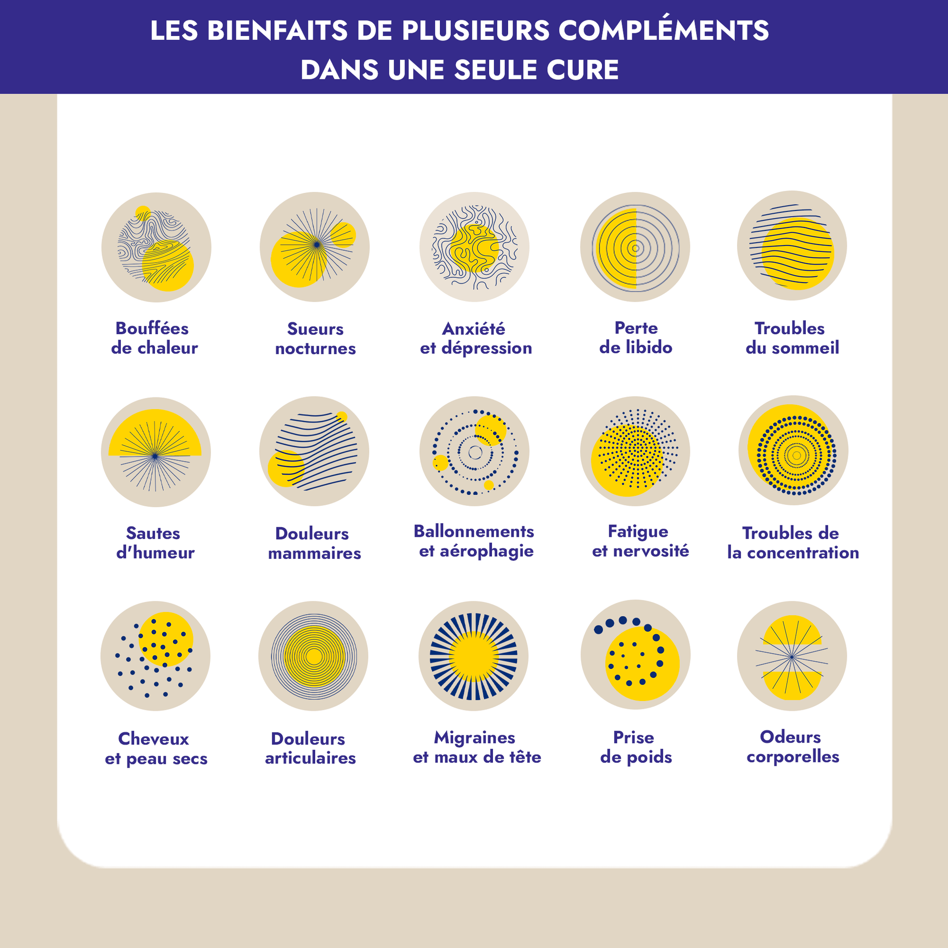 Harmonie Daily® procure un soulagement immédiat et durable aux femmes souffrant d’un ou plusieurs symptômes de la ménopause, afin qu'elles puissent rester actives toute la journée et mieux dormir la nuit.