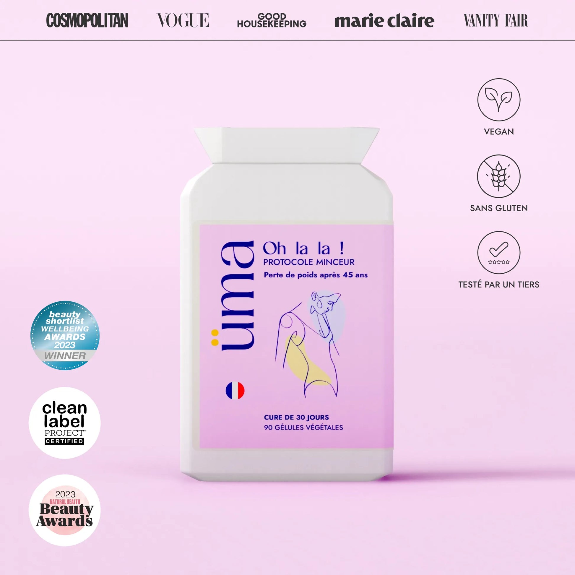 Oh La La Minceur est un programme minceur très puissant qui brûle les graisses, accroît les dépenses caloriques, régule l'appétit, favorise l'élimination des toxines et renforce le pouvoir détoxifiant des organes. Une formule exclusive qui allie 16 ingrédients actifs pour une silhouette affinée et un bien-être durable. Redécouvrez le plaisir de vous sentir légère et en harmonie avec votre corps.