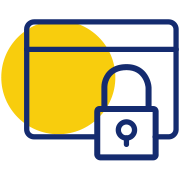 Icône représentant une carte de crédit sécurisée par un cadenas, assurant un paiement en ligne fiable et la confidentialité des informations bancaires.