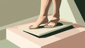 Femme sur une balance illustrant la perte de poids pendant la ménopause.