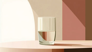 Verre d’eau illustrant l’impact de l’hydratation sur la réduction de la fatigue liée à la ménopause.