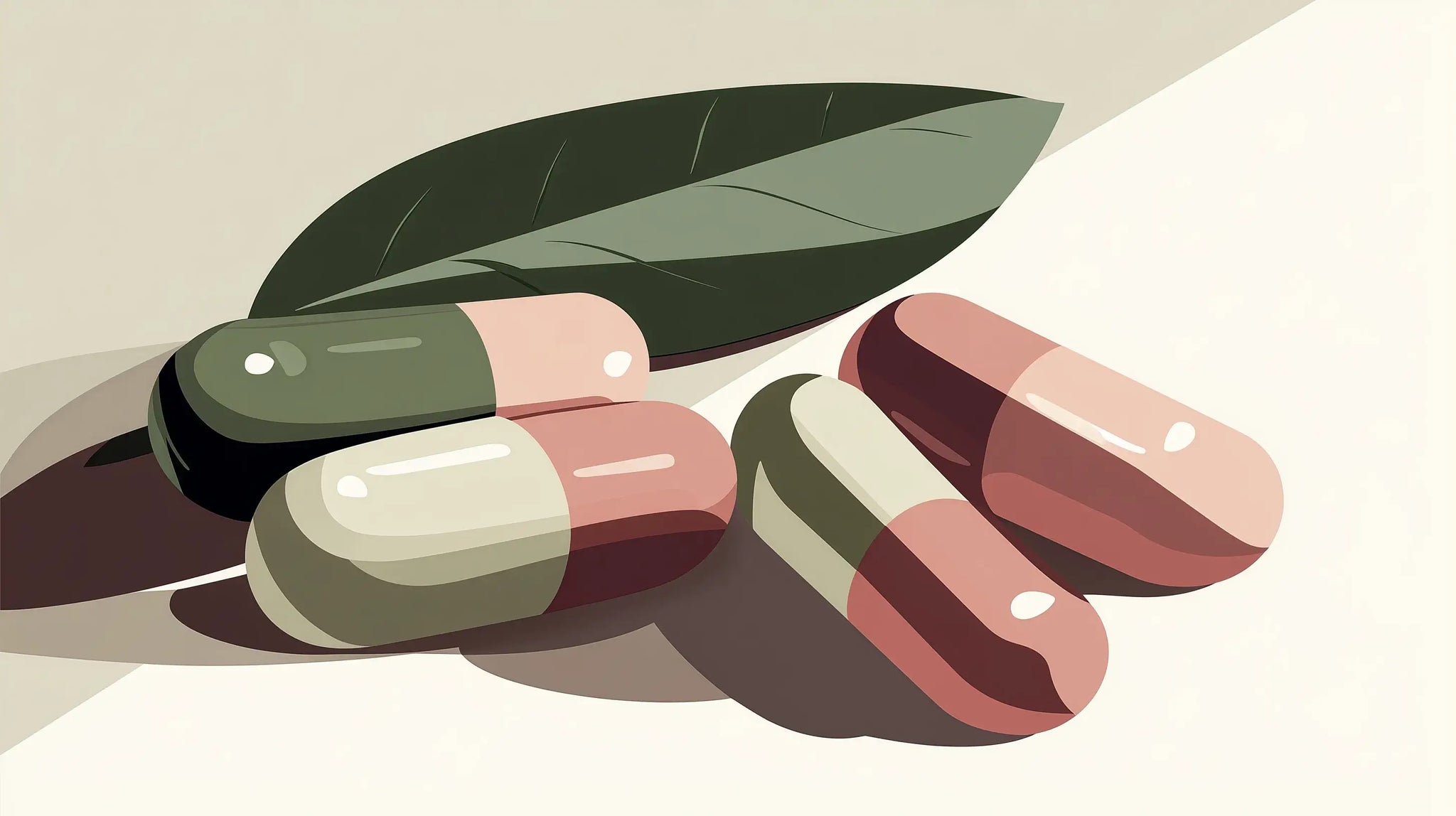 Gélules naturelles et feuille verte illustrant les solutions efficaces pour soulager les symptômes de la ménopause.