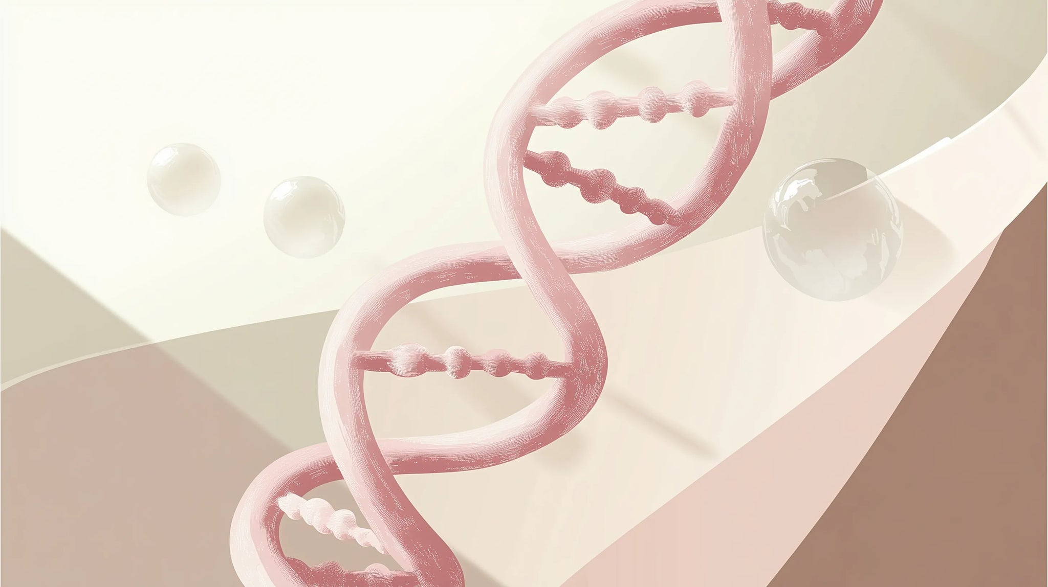 Illustration d'une double hélice ADN représentant l’influence des gènes sur l’âge de la ménopause.