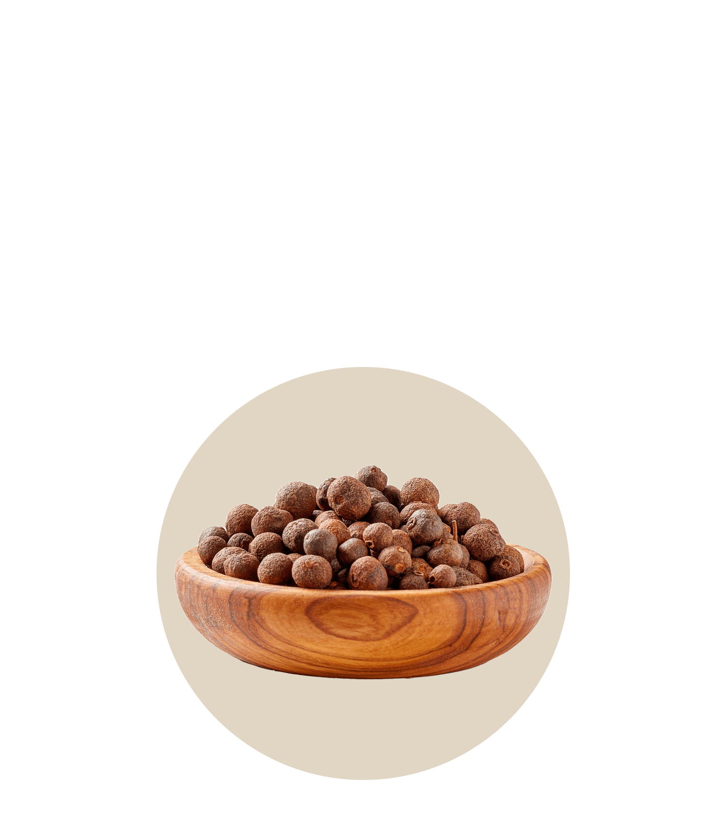 A wooden bowl filled with Oh La La ingredients, featuring small brown seeds for flavor enhancement.