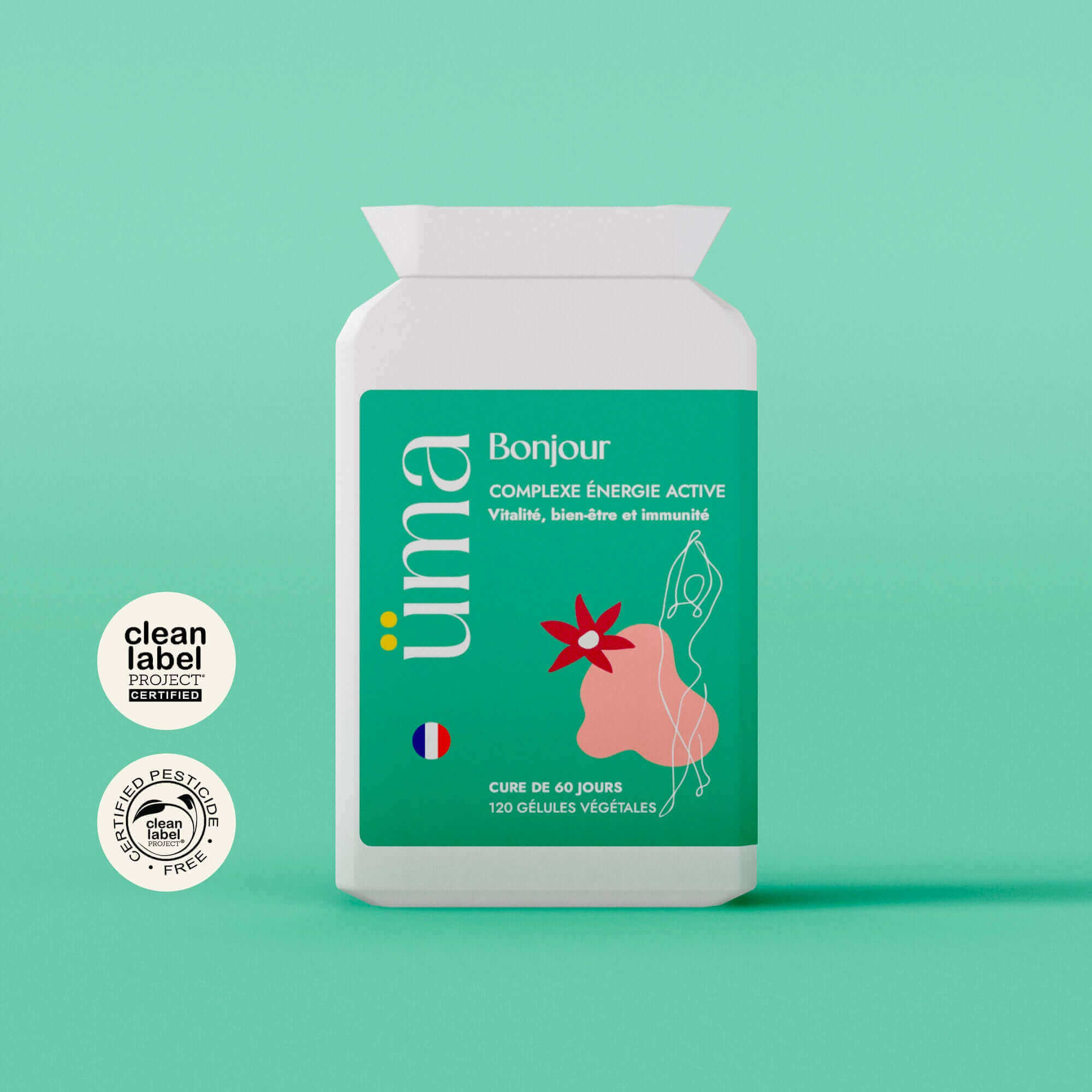 Imaginez commencer chaque journée avec une énergie renouvelée. Avec Bonjour, 17 vitamines, minéraux, fibres et probiotiques s’unissent pour vous offrir exactement ça : vitalité, immunité renforcée, et un coup de pouce contre la fatigue.