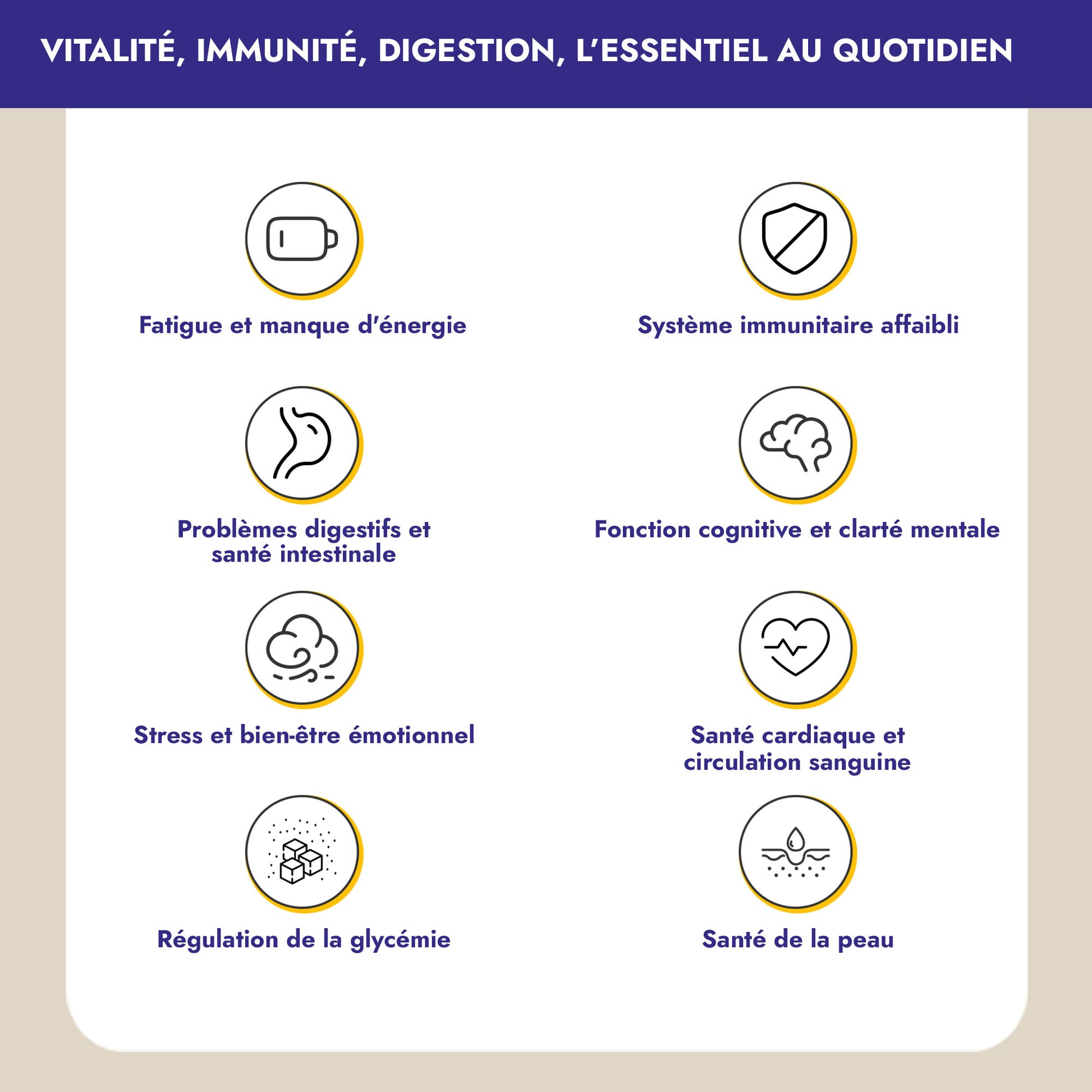 Imaginez commencer chaque journée avec une énergie renouvelée. Avec Bonjour, 17 vitamines, minéraux, fibres et probiotiques s’unissent pour vous offrir exactement ça : vitalité, immunité renforcée, et un coup de pouce contre la fatigue.