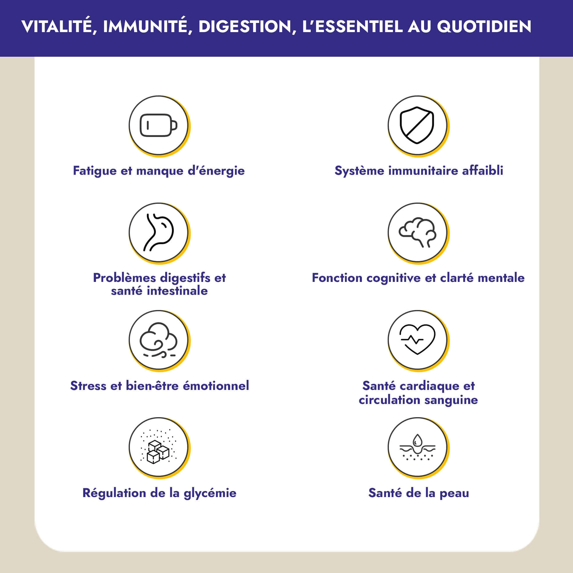 Imaginez commencer chaque journée avec une énergie renouvelée. Avec Bonjour, 17 vitamines, minéraux, fibres et probiotiques s’unissent pour vous offrir exactement ça : vitalité, immunité renforcée, et un coup de pouce contre la fatigue.