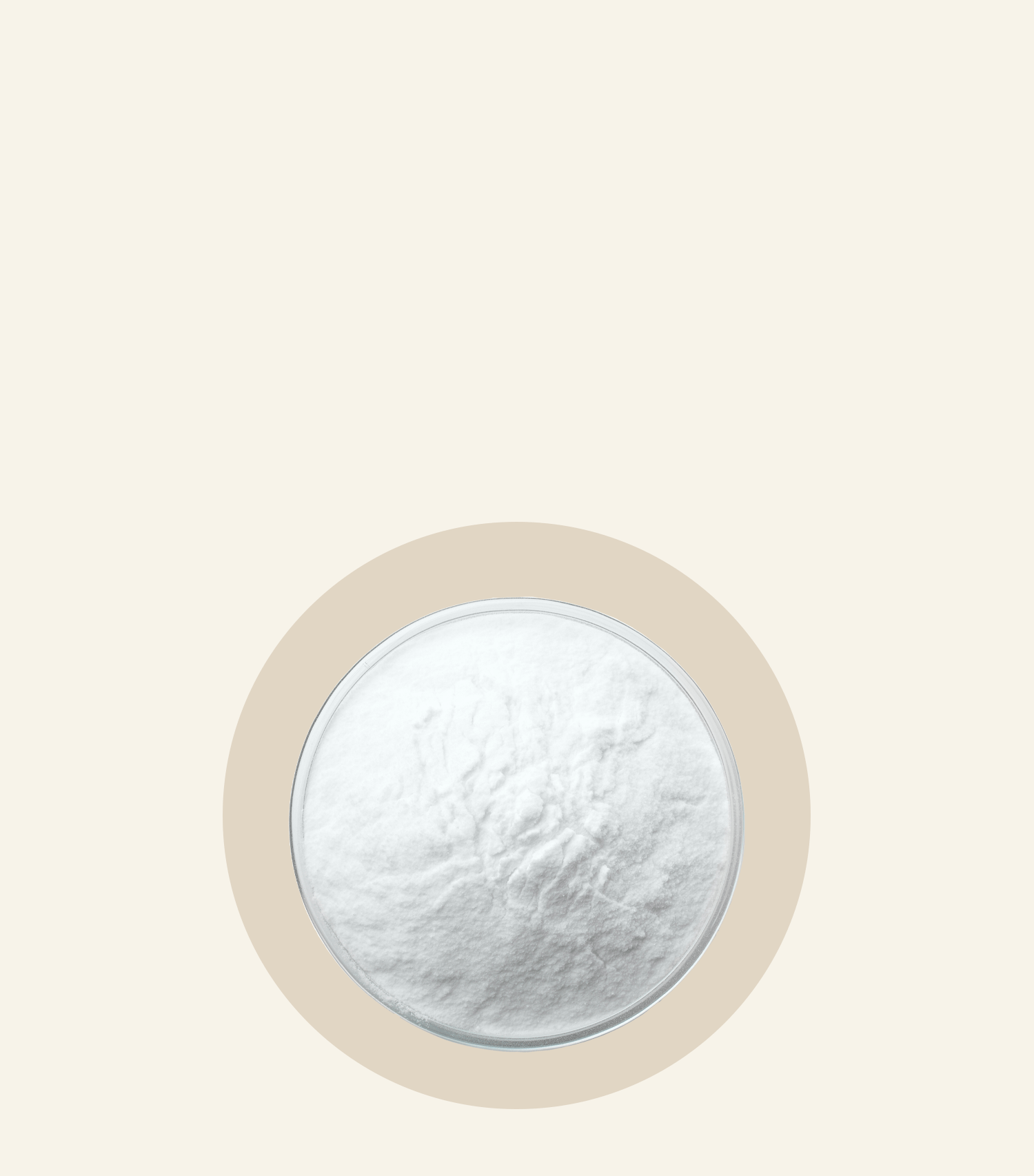L-Tyrosine Oh La La powder in a round container on a soft beige background. High-quality supplement for wellness.