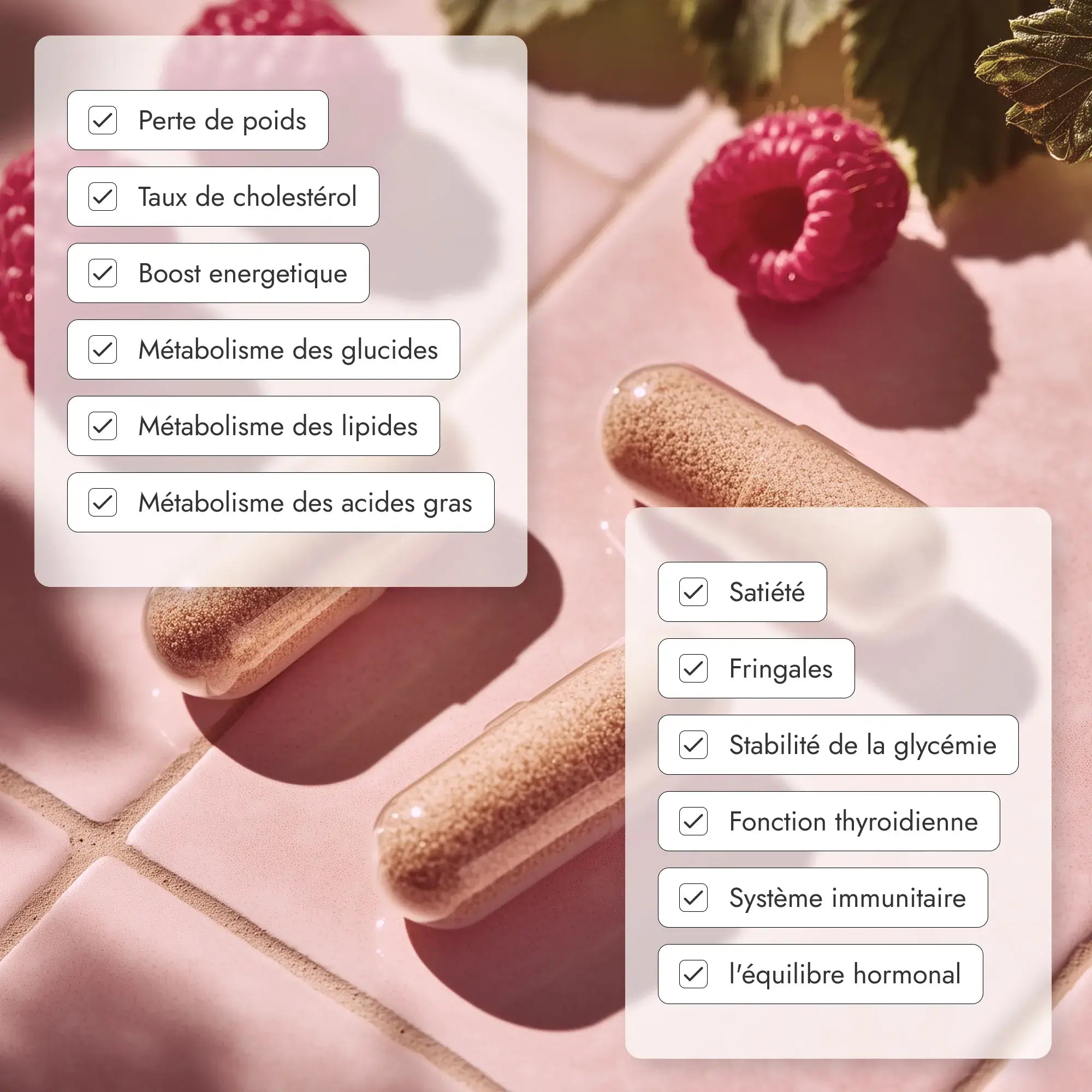 Oh La La Minceur est un programme minceur très puissant qui brûle les graisses, accroît les dépenses caloriques, régule l'appétit, favorise l'élimination des toxines et renforce le pouvoir détoxifiant des organes. Une formule exclusive qui allie 16 ingrédients actifs pour une silhouette affinée et un bien-être durable. Redécouvrez le plaisir de vous sentir légère et en harmonie avec votre corps.