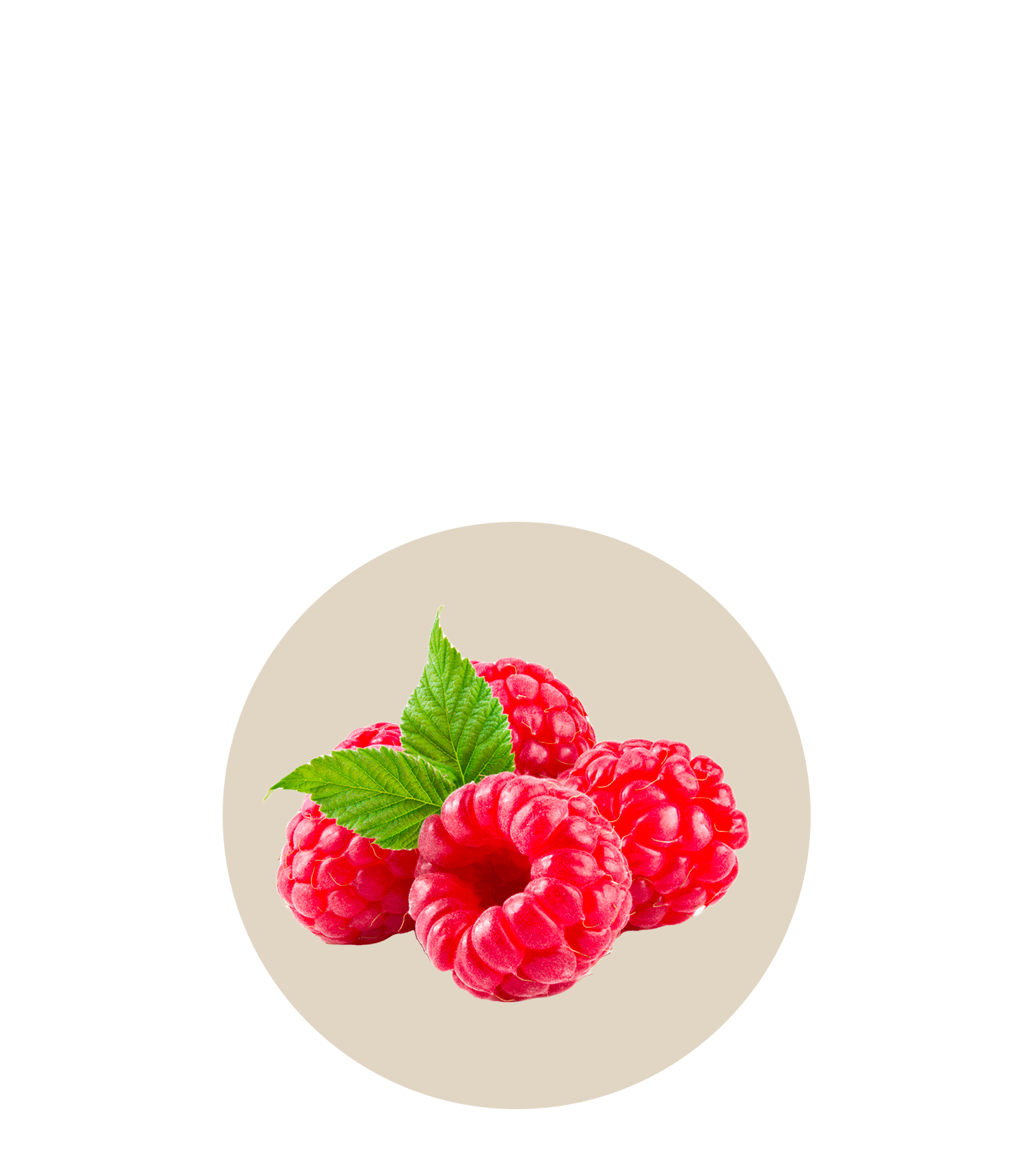 Fresh raspberries with green leaves, key ingredient for Oh La La recipes, enhancing flavor and freshness.