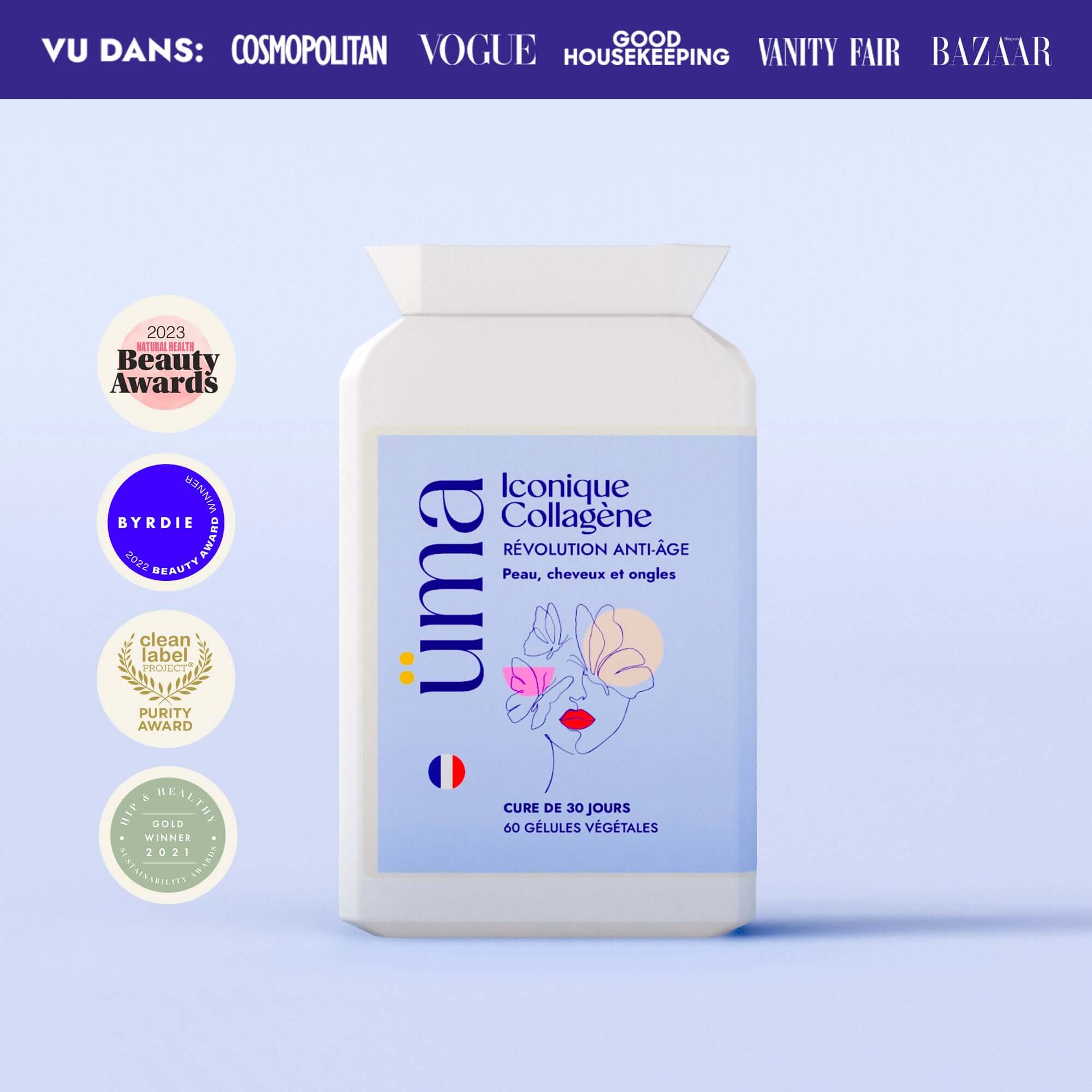 Iconique Collagène® restaure durablement le collagène et les nutriments affectés par la baisse du taux d'œstrogène, améliorant l'apparence de vos cheveux, de vos ongles et de votre peau, tout en les protégeant contre les lésions futures.